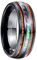 Vakki Wolfram Ringe mit Hawaii Koa Holz Abalone Muschel 8mm Herren Schwarz Ring Bestes Geschenk für Liebhaber Größe 71(22.6)