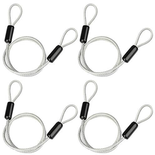MOUNTAIN_ARK 2½ ft Security Cable Luggage Lock Safety Cable Wire, 5mm Iron Galvanized PVC Coated Braided, Max. Load 220 lb (4 Pack, Silver)