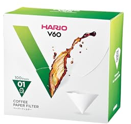 Hario Filtre à café en papier V60, taille 01, blanc, boîte de 100 carats