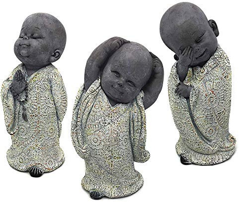 UNUS Gartenfigur Polyresin Kleine Mönche im 3er Set