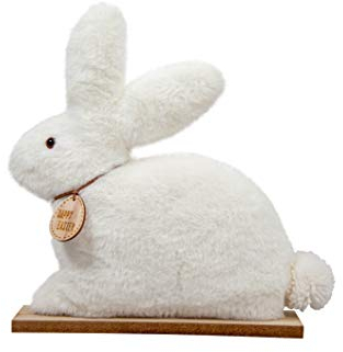 generich Aufsteller Flauschiger Fell Hase weiß liegend 31x28 cm Osterdeko Osterhase 80315