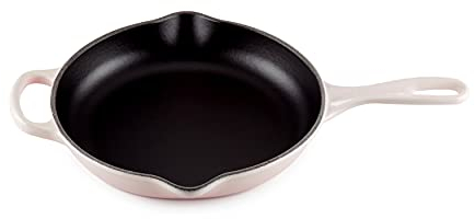 Le Creuset Signature Enamelled Cast Iron Skillet Frying Pan With Helper Handle and Two Pouring Lips, 23 cm, Shell Pink, 20182237770422