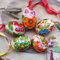 Handbemalte Ostereier Mini zum Aufhängen aus Holz 5 St Set mit Schönem Blumenmuster der Ukrainischer traditioneller Petrykiwka-Malerei