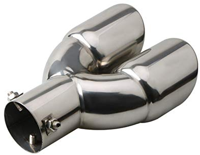 iSpchen Auspuffblende Doppelrohr Auspuff Endrohr Trimm Blende Auspuff Auto Endrohrblende Edelstahl Auspuffblenden Schalldämpfer Heckschalldämpfer 63MM