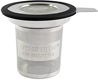 Edward Fields Tea ® - Infusor de acero inoxidable con tapa para té e infusiones a granel. Filtro colador con asa y protección de silicona