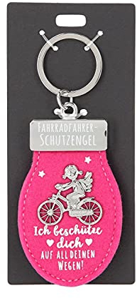 Depesche 11348-009 Schutzengel Schlüssel-Anhänger aus pinkem Filz und Metall, Glücksbringer als kleines Geschenk für die Liebsten unterwegs