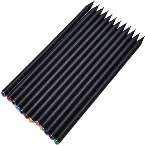 24 Stück HB Bleistift mit Diamanten Hochwertiger schwarz glänzender Holz Bleistift für Schreiben und Zeichnen von Kindern und Studentinnen