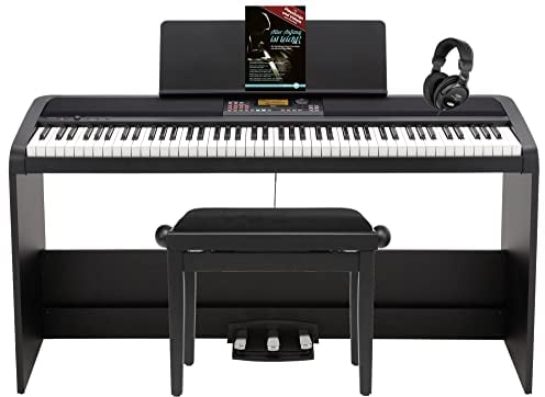 Korg XE20SP Digital Ensemble Piano Set (Digitalpiano mit Begleitautomatik, Unterbau & 3er Pedaleinheit inkl. X-Keyboardständer, Keyboardbank, Kopfhörer & Klavierschule) Schwarz