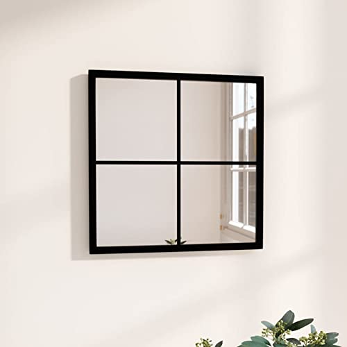 Gecheer Wandspiegel, Spiegel Garderobenspiegel Flurspiegel Frisierspiegel Hängespiegel Dekospiegel Schwarz 40x40 cm Metall