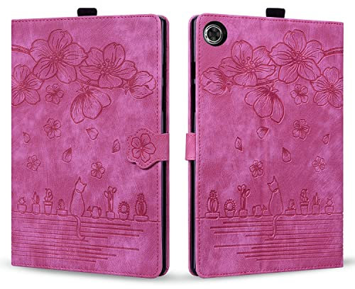 Rosbtib Funda para Lenovo Tab M10 Plus (3.ªgeneración) 10,6 Pulgadas 2022 TB-125FU, Flip Cover Magnética Ranuras para Tarjetas PU Cuero Cover Lenovo Tab M10 Plus 3rd Gen, Rosa Rojo