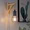 SUNLLOK Moderne Holz Wandleuchte mit Stecker Schalter, Vintage Rustikales Innen Wandlampe Verstellbare Hängende Wandhalterung, Industrie Lese Leuchten Deko für Wohnzimmer Kinderzimmer (Grau)