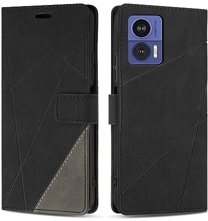 SONWO Hülle für Moto Edge 30 Neo, Premium PU Leder Handyhülle Flip Case Wallet Silikon Schutzhülle Klapphülle für Moto Edge 30 Neo, Schwarz