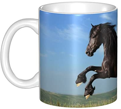 RFSHOP Tazza in ceramica, tazza da caffè con cavallo nero, divertente tazza da tè in ceramica per casa e ufficio, 330 ml