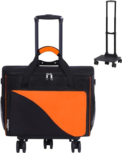 Orange Bowling Ball Tote with Wheels - Dual Ball Roller Bag for Bowling Equipment