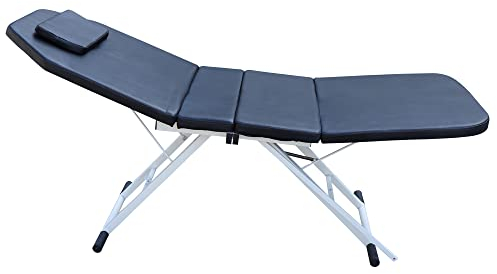 Estabeter Mobile Massageliege Klappbar 3 Zone 60 cm Breiter, Höhenverstellbare Massagetisch Aluminium mit Kopfstütze, Massagebank für Kosmetik, Spa, Salon, Tattoo | Schwarz |