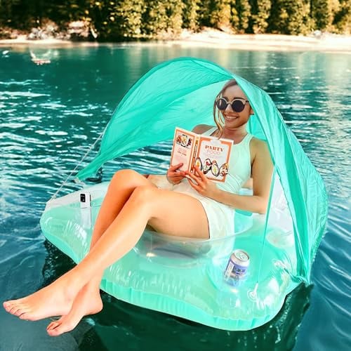 Float Joy Luftmatratze Pool Erwachsene Luftmatratze Wasser mit 2 Getränkehaltern Schwimmreifen Schwimmring Pool Spielzeug Badeinsel für den Pool