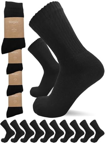sogzz Tennissocken | 20 Paar | Herren Damen 80% Baumwolle, Sportsocken, Arbeitssocken, Tennis Sport Freizeit Arbeit Socken Unisex, Modell: Sport Basic, 43-46, Schwarz