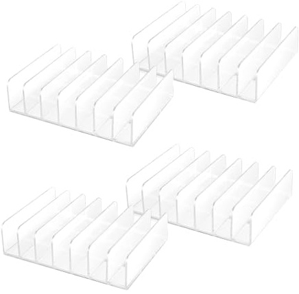 Evliery 4 Pcs Clear Acrylic CD Holder with Tackable CD DVD Display Rack CD Storage Rack Organizer Stand CD Tray Holds