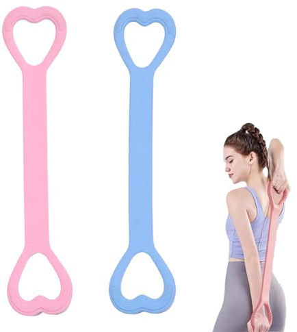 KASESSS 2 Stück Fitnessbänder Set, Widerstandsbänder für Rücken und Schultern, Gymnastikband für Frauen Männer Resistance Bands Elastic Fitnessband Home Trainingsbänder für Muskelaufbau Yoga Pilates