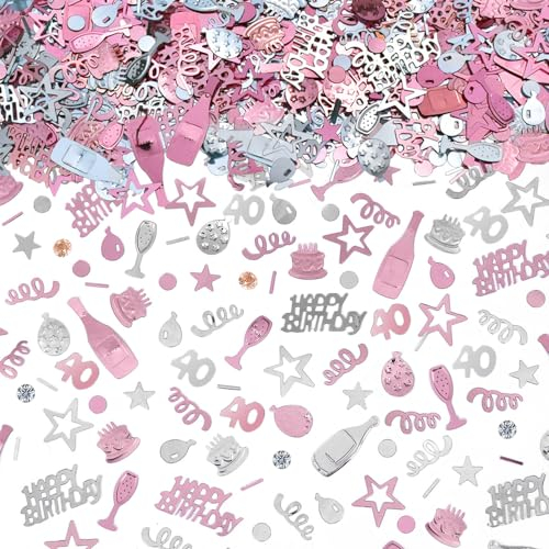 AIVEKE Konfetti 40 Geburtstag Deko - Glitzer Rosegold Happy Birthday Konfetti Partydekoration Geburtstag Streudeko Geburtstag Deko Tischdeko Geburtstagskonfetti