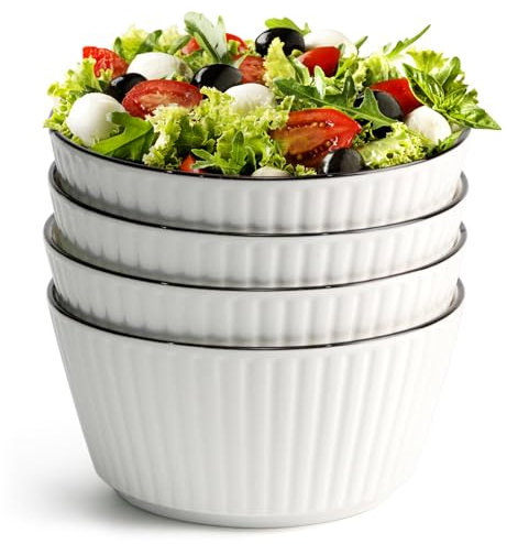 NUTRIUPS Müslischalen aus Keramik, 15,2 cm, 4 Stück, 765 ml Porzellanschalen für Müsli, Suppe, Haferflocken, Salat