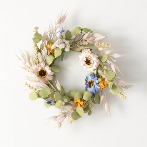 The Bridge Collection Sommer-Wildblumen-Akzent-Kranz – gemischte Blumenkranz, Tischdekoration – Blumenkranz für Hochzeit, Dusche, Partydekoration