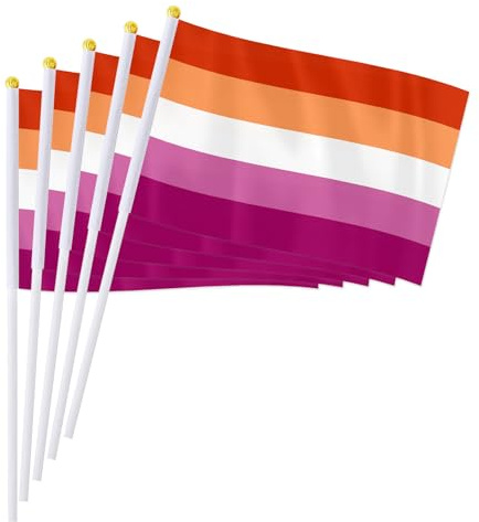 PTEROSAUR Lot de 100 drapeaux à main LGBT LGBT Coucher de soleil arc-en-ciel agitant Petit drapeau LGBTQ Décoration de fête Cadeaux 14 x 20 cm