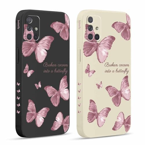 Pnakqil 2 stück Handyhülle für Samsung Galaxy A71 4G 6,7, Hülle Blitz Schmetterling Bemaltes Muster süß Ästhetik Schön Mädchen Kameraschutz Stoßfeste Case Silikon Schutzhülle Tasche
