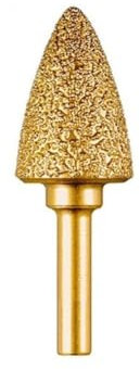 MiJunHD Diamond Brazed Grinding Head 20mm Pointed Type,6mm Round Handle Coarse Grit Polish Burr Drill Bit for Wood Stone Carving, Metal Sanding, Stainless Steel Deburring, Ceramics Trimming (1Piece)