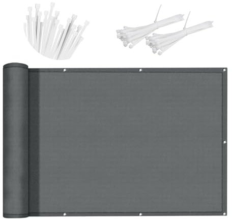 SUNNY GUARD Brise Vue Balcon 80x400cm Cache Vue Balcon,Protection UV,Coupe-Vent et Imperméable,pour Terrasse Jardin Balcon Patio,avec Attaches de câble,Anthracite