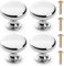 SULIVES Silver Cabinet Door Knobs Set of 4 - Cupboard Door Handles Polished Chrome Mushroom Handles with Screws, 25mm - Ideal for Cabinets, Wardrobes, Drawers, Bedrooms and Furniture