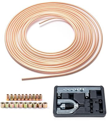 Youyijia Brake Pipe Repair Kit 3/16 Flaring Tool Kit 25FT Brake Pipe Flaring ToolBrake Flaring Tool Kit LinesBrake Pipe Flaring Tool for Vehicle Braking Systems (Brake Pipe Repair Kit without Bender)