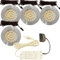 4er Set LED Möbel Einbauleuchten 12V ultra flach 2.4W Einbauleuchten Mira 190lm mit LED Trafo und 230V Zuleitung 3000K Warmweiß Lochausschnitt: 58 bis 60mm Silber Plug and Play Spots Ø=65,5 X 10,7mm