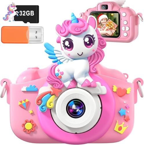 BABECTOY Kinder Kamera, 2.0”Display Wiederaufladbarkeit Digitalkamera Kinder, Geschenke für 6 7 8 9 10 11Jahre mädchen, 1080PHD AntiDrop Fotoapparat für Geburtstagsgeschenk WeihnachtenSpielzeug