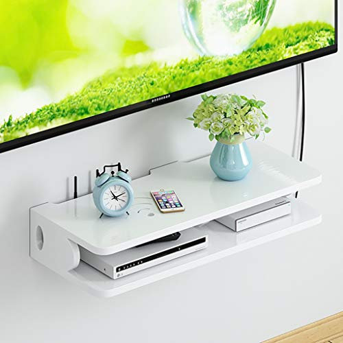 HUNTFF U-Shaped Solid Wood Wifi Router Storage Box Set-Top Box Dvd Ledge Storage Display Stand, Multimedia Storage Shelf