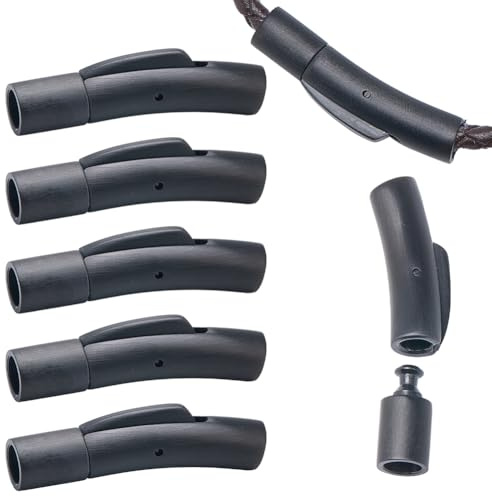 SUNNYCLUE 1 Box Mit 8 Sets 4mm Lederkordelverschluss Kordelenden Aus Edelstahl Schwarz Matt Rotguss Säulen Bajonettverschluss Verbinder Schnallenverschlüsse Zur Schmuckherstellung Halsketten Armbänder