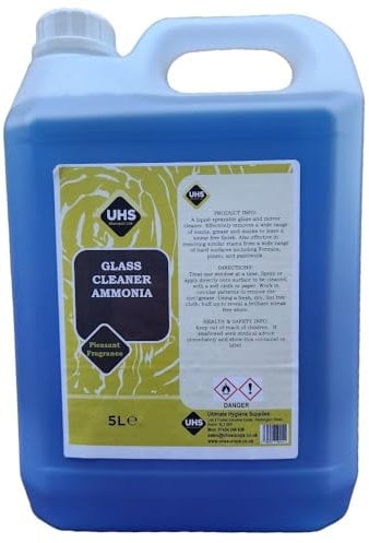 UHS Glass Cleaner Ammonia, 5L, for Glass, Mirrors & Windows