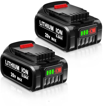2 Pack 18V 5.0Ah DCB200 Li-ion Battery Replacement for DeWalt 18V Battery Compatible with DeWalt DCB200 DCB201 DCB202 DWHT66387 DWHT55524 DWHT20123 Tools