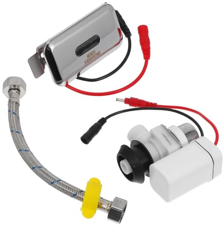 HOMSFOU Automatic Urinal Flush Valve Sensor Kit with Abs Valve and a Panel Electronic Smart Toilet Flushing Device for Men’s Stainless Steel Bathroom Urinal