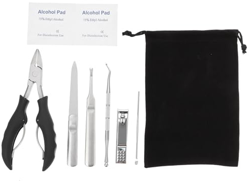 PLAFOPE 7 Piezas Kit Profesional para Manicura y Pedicura Cortauñas Acero Inoxidable con Estuche Portátil para Uñas Gruesas y Finas Casa y Viaje