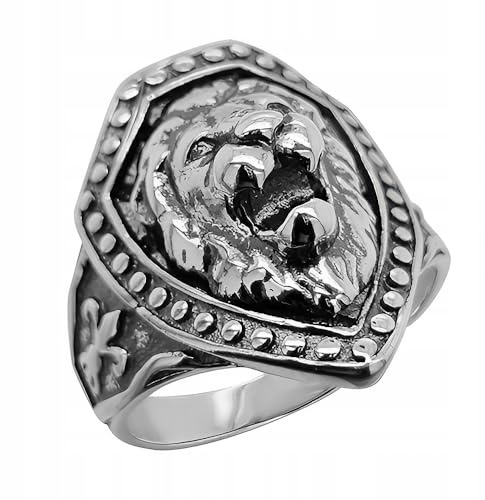 Ulex Premium 925 Sterling Silber Ringe Herren Siegelring Löwe In Schild Oxidiert Poliert Mutig Stark Symbolik Handgefertigt Mode Schmuck Größe 57