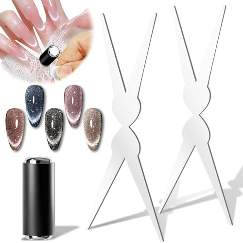 VelvetGlow Katzenaugen Nagelmagnet FüR NäGel, 3pcs French Cat Eye Magnet Tool, Edelstahl French Cat Eye Nail Magnet Set, Perfekt FüR DIY Oder Nagelsalon