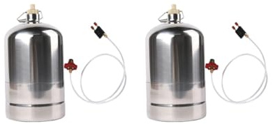 BHFZIAP Lot de 2 bouteilles de gaz gonflables vides en acier inoxydable pour la randonnée, la pêche, 1,5 l