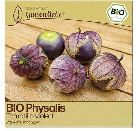 Samenliebe BIO Tomatillo Samen | mexikanische Physalis - Purple Tomatillo - violett - samenfestes BIO Saatgut