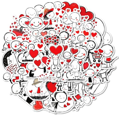 Daleweo Liebe Aufkleber Liebesaufkleber 100 Stück wasserfestes Vinyl | für Liebesbriefe Scrapbooking Journaling Karten Tagebuch Teenager Mädchen Erwachsene selbstklebend wasserfest