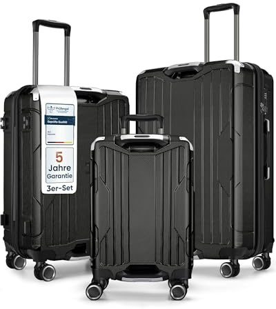 4FLY Aluminium-Rahmen Hartschalen-Reisekoffer Set 3-teilig Ultraleicht (M/L/XL) – TSA-Schloss, 4 Spinner-Doppelrollen & Aluminium-Teleskopgriff, Reisegepäck Set mit Handgepäck & Aufgabegepäck