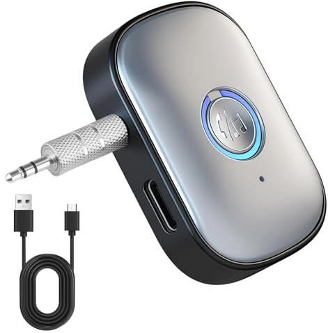 Bluetooth AUX Adapter for Car Wireless 5.3 Bluetooth Receivers with Mic Hands-Free Calling 3.5mm Audio Transmitter Amplifiers for Home Stereo Wireless Headphones Speakers