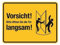 Folie selbstklebend Vorsicht! Bitte öffnen Sie die Tür langsam! - 200x150 gelb/schwarz (Tür rechts)