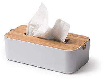 Lexon Boîte à Mouchoirs, Bambou, Blanc, 26,5 x 13,7 x 8 cm LH43W8
