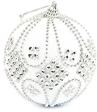 FeiliandaJJ Weihnachtskugel Weihnachtsdeko Strass Glitter Kugeln Weihnachtsbaum Ornament Dekoration Weihnachten Anhänger Party Home Schlafzimmer Deko 8CM (Weiß)